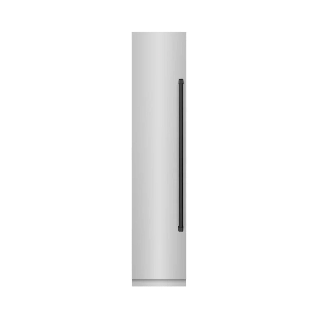 ZLINE Autograph Edition 18-Inch Left Hinge Column Freezer in Stainless Steel with Graphite Gray Interior and Matte Black Accents