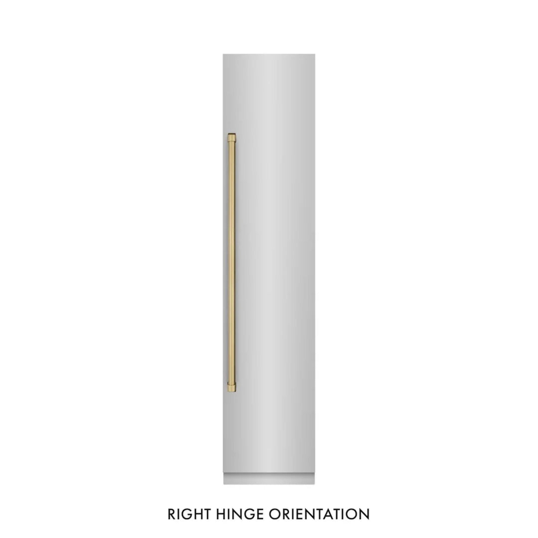 ZLINE Autograph Edition 18-Inch Right Hinge Column Freezer in Stainless Steel with Graphite Gray Interior and Champagne Bronze Accents