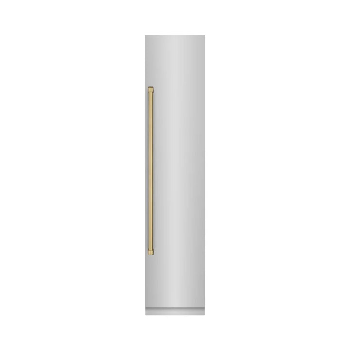 ZLINE Autograph Edition 18-Inch Right Hinge Column Freezer in Stainless Steel with Graphite Gray Interior and Polished Gold Accents