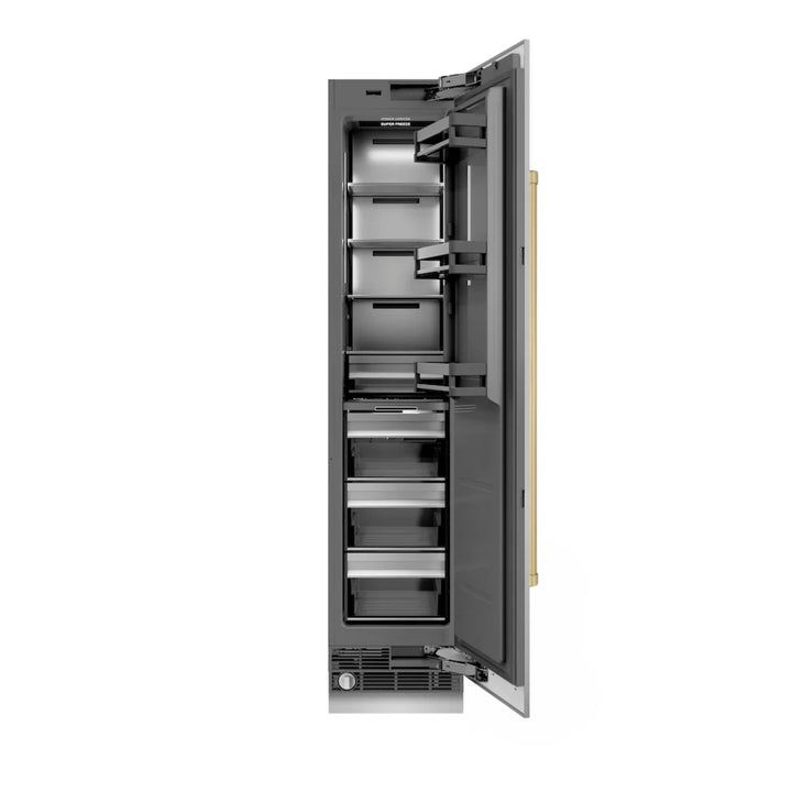 ZLINE Autograph Edition 18-Inch Right Hinge Column Freezer in Stainless Steel with Graphite Gray Interior and Champagne Bronze Accents