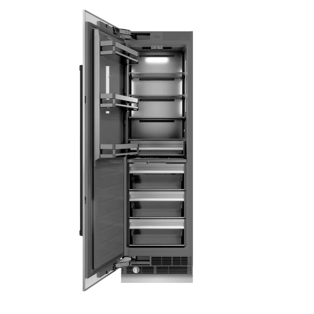 ZLINE Autograph Edition 24-Inch Column Freezer in Stainless Steel with Graphite Gray Interior and Matte Black Accents