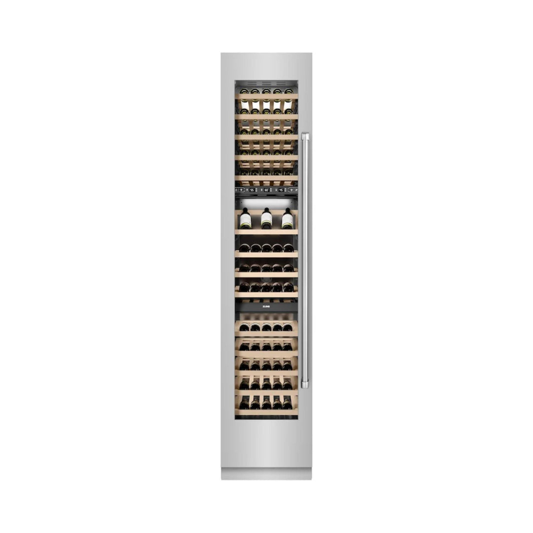 ZLINE 18-Inch 9.0 Cu. Ft. Triple Zone Panel Ready Left Hinge Column Wine Cooler in Stainless Steel
