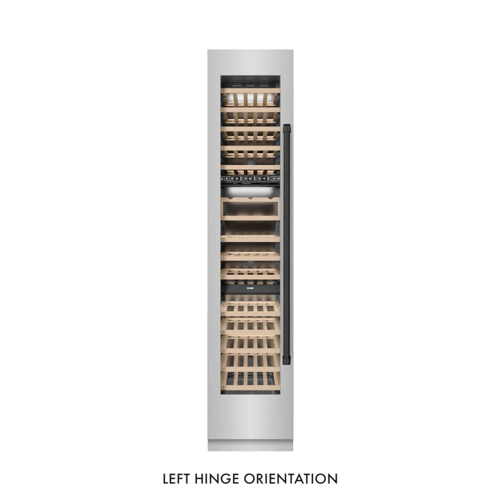 ZLINE 18-Inch 9.0 Cu. Ft. Autograph Edition Triple Zone Panel Ready Left Hinge Column Wine Cooler with Matte Black Accents