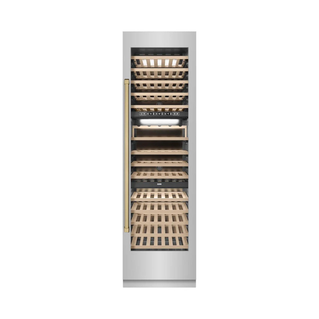 ZLINE Autograph Edition 24-Inch Triple Zone Column Wine Cooler in Stainless Steel with Champagne Bronze Accents
