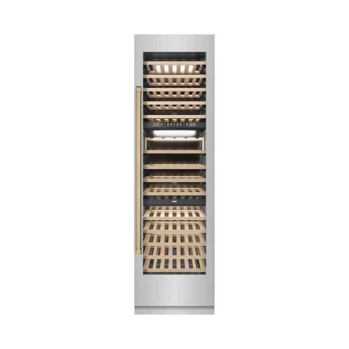 ZLINE Autograph Edition 24-Inch Triple Zone Column Wine Cooler in Stainless Steel with Champagne Bronze Accents