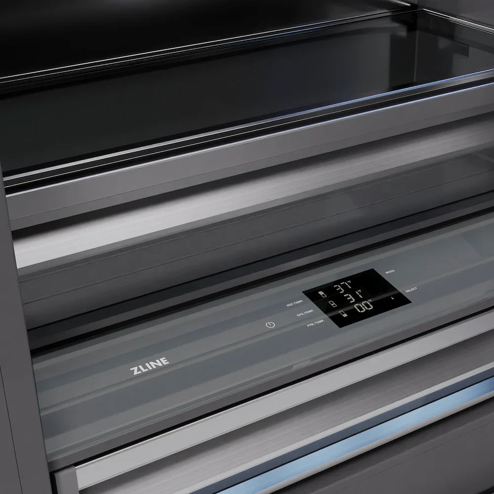 ZLINE Built-In 36-in Bottom Freezer Refrigerators with Graphite Gray Interior
