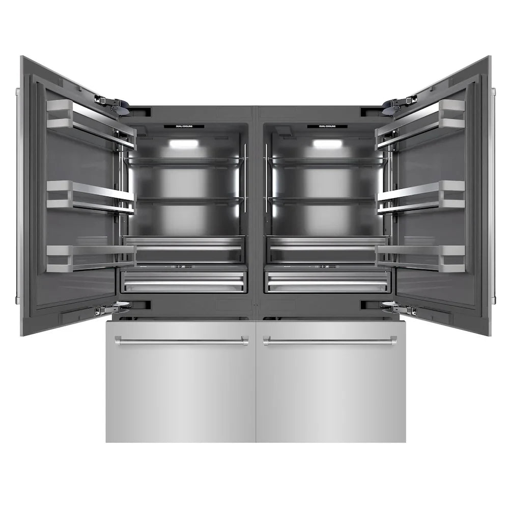 ZLINE Built-In 72-in Bottom Freezer Refrigerators with Graphite Gray Interior