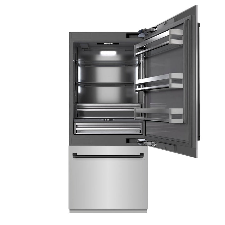 ZLINE 36 in. 19.8 cu. ft. Built-In Bottom Freezer Refrigerator with Water Dispenser and Ice Maker in Stainless Steel with Graphite Gray Interior