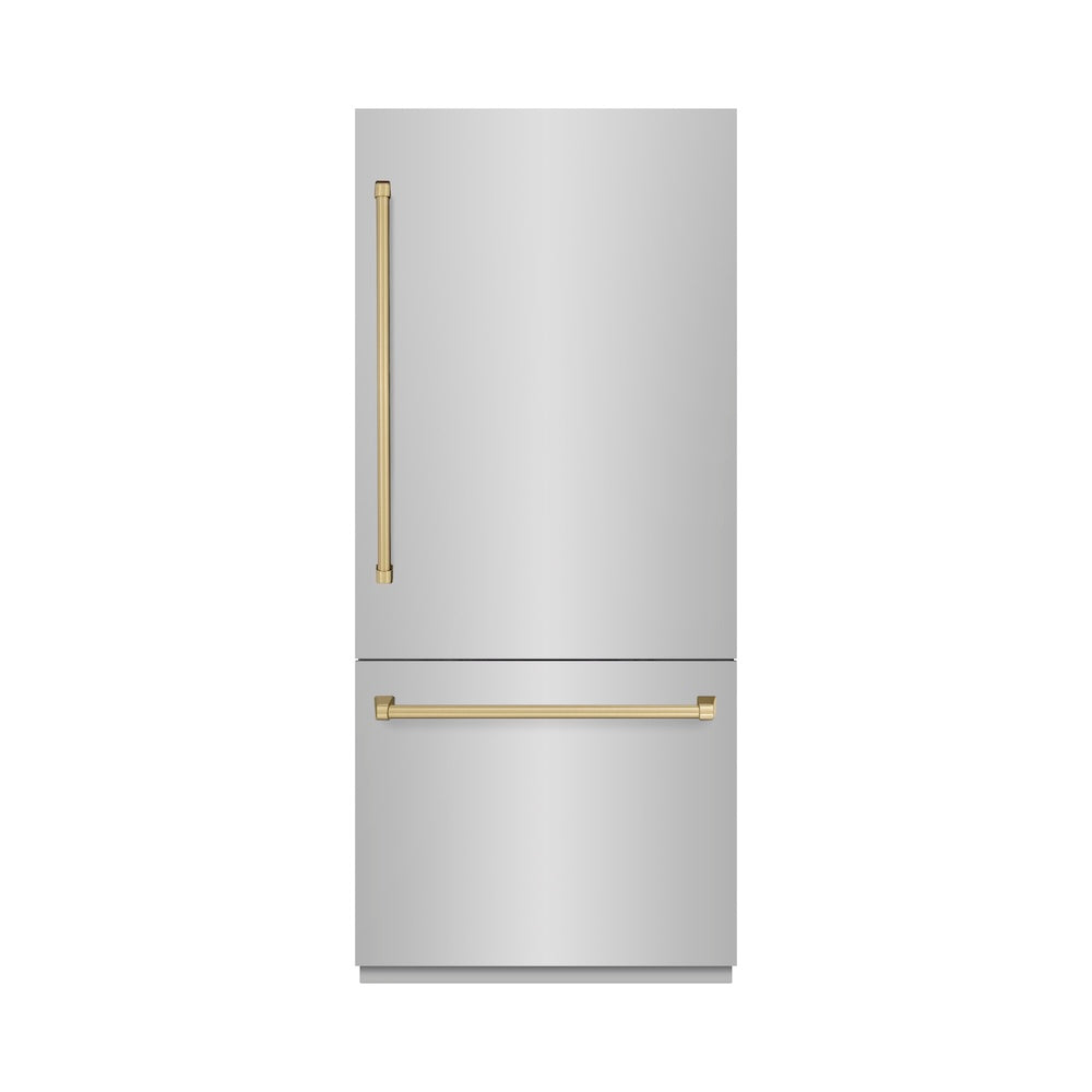 ZLINE 36 in. 19.8 cu. ft. Built-In Bottom Freezer Refrigerator with Water Dispenser and Ice Maker in Stainless Steel