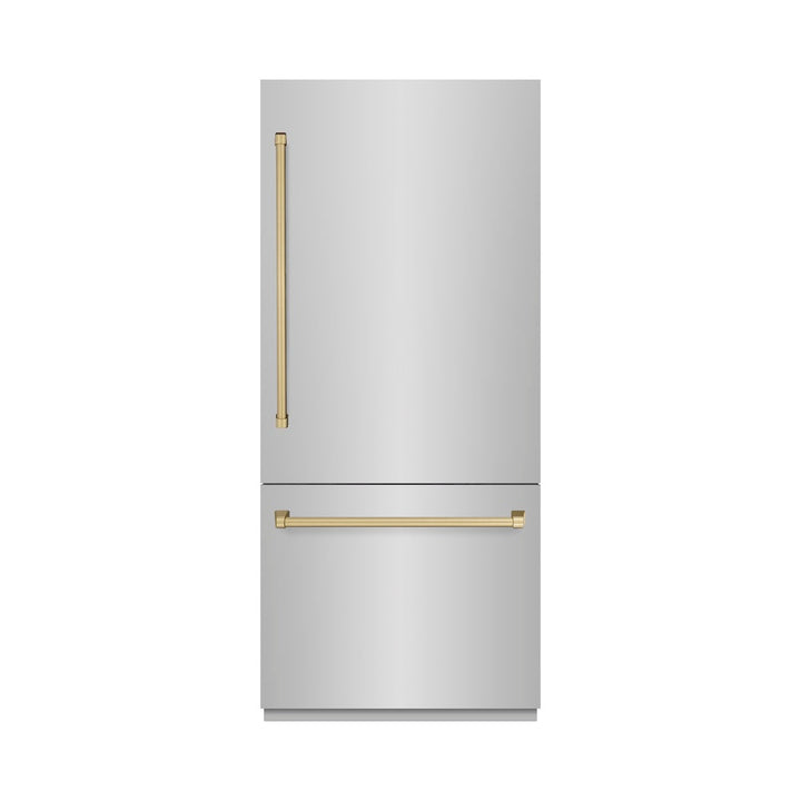 ZLINE 36 in. 19.8 cu. ft. Built-In Bottom Freezer Refrigerator with Water Dispenser and Ice Maker in Stainless Steel