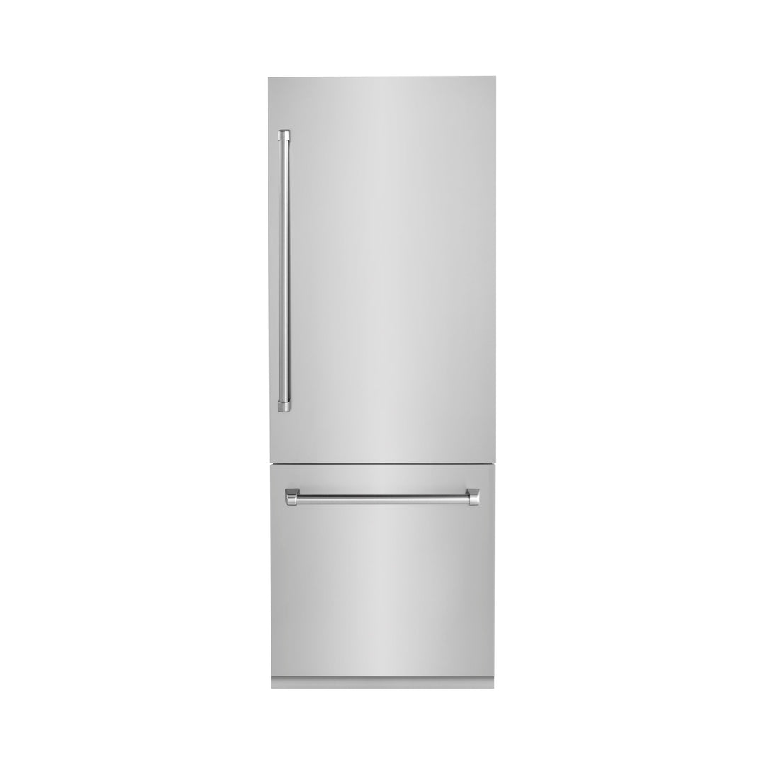 ZLINE 30 In. 16.1 cu. ft. Built-In 2-Door Bottom Freezer Refrigerator with Internal Water and Ice Dispenser in Stainless Steel, RBIV-304-30