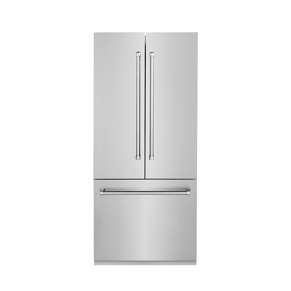 ZLINE 36 in. 19.6 cu. ft. French Door Built-In Bottom Freezer Refrigerator with Water Dispenser and Ice Maker in Stainless Steel