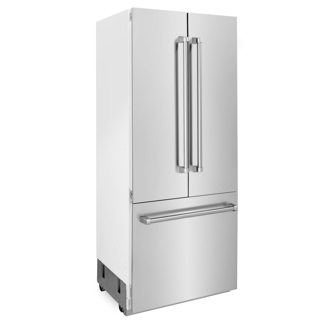 ZLINE 36 In. 19.6 cu. ft. Built-In 3-Door French Door Refrigerator with Internal Water and Ice Dispenser in Stainless Steel, RBIV-304-36