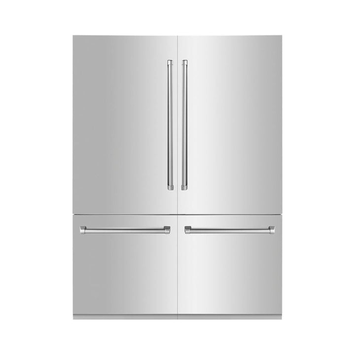 ZLINE 60 in. 32.2 cu. ft. French Door Built-In Bottom Freezer Refrigerator with Water Dispensers and Ice Makers in Stainless Steel (RBIV-304-60)