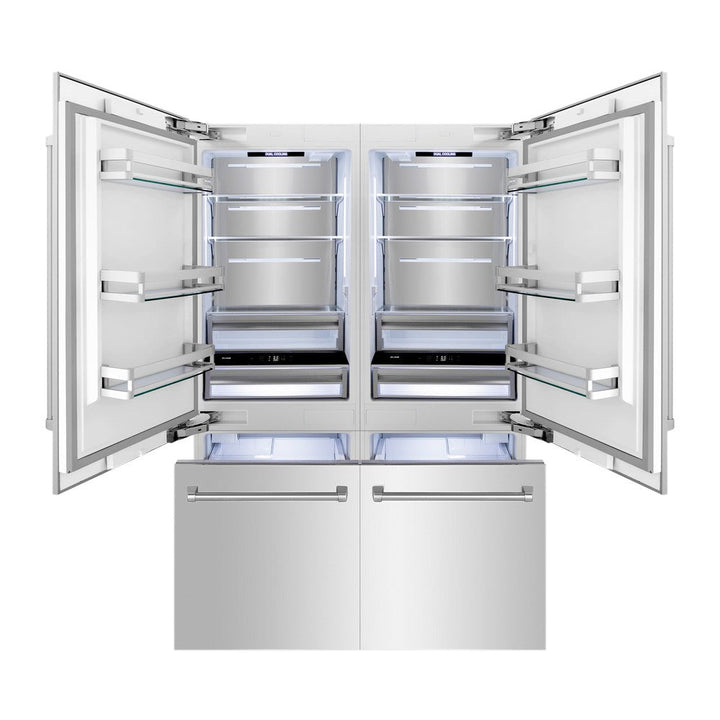 ZLINE 60 in. 32.2 cu. ft. French Door Built-In Bottom Freezer Refrigerator with Water Dispensers and Ice Makers in Stainless Steel (RBIV-304-60)