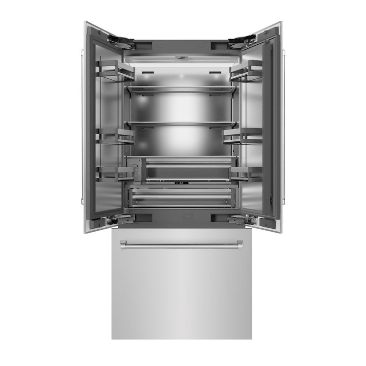ZLINE 36 in. 19.6 cu. ft. French Door Built-In Bottom Freezer Refrigerator with Water Dispenser and Ice Maker in Stainless Steel with Stainless Steel Interior