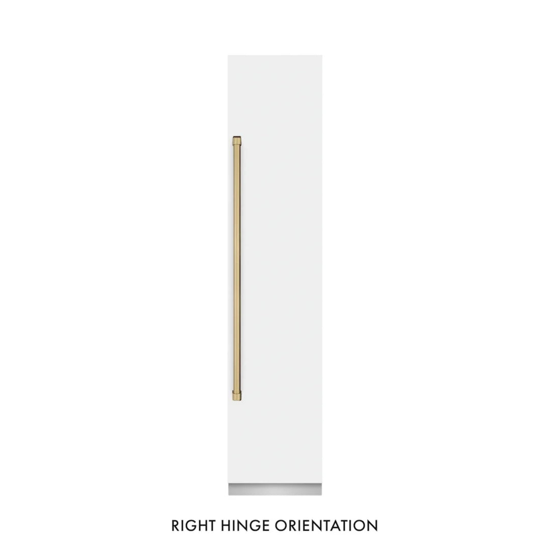 ZLINE Autograph Edition 18-Inch Right Hinge Column Freezer in White Matte with Graphite Gray Interior and Polished Gold Accents