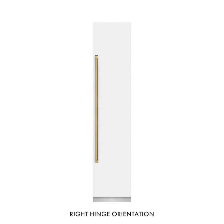 ZLINE Autograph Edition 18-Inch Right Hinge Column Freezer in White Matte with Graphite Gray Interior and Polished Gold Accents