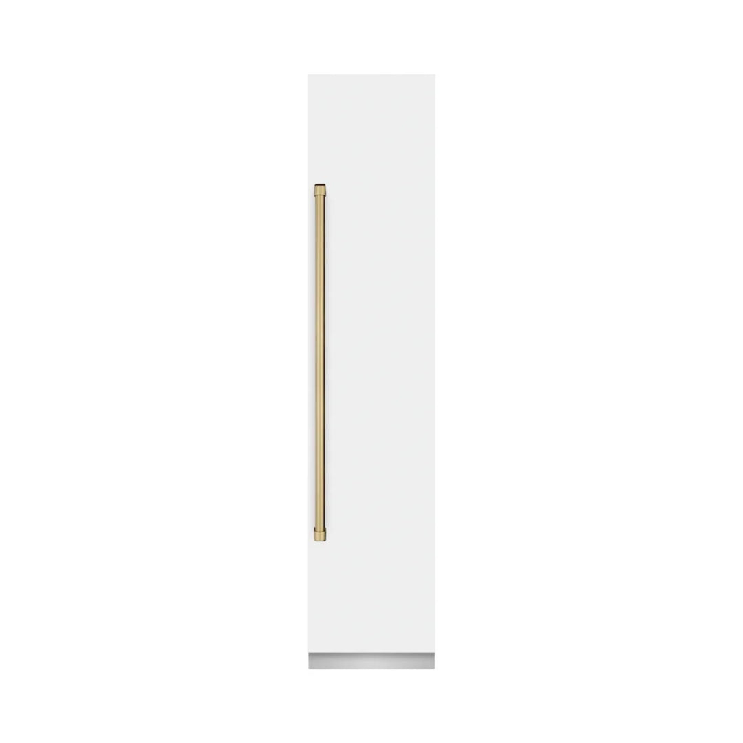 ZLINE Autograph Edition 18-Inch Right Hinge Column Freezer in White Matte with Graphite Gray Interior and Polished Gold Accents