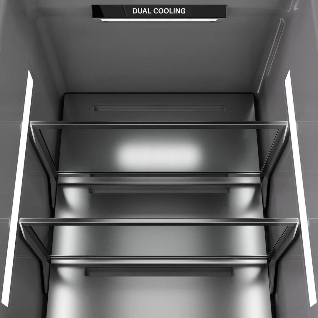 ZLINE Autograph Edition 24-Inch Column Refrigerator in White Matte with Graphite Gray Interior and Champagne Bronze Accents