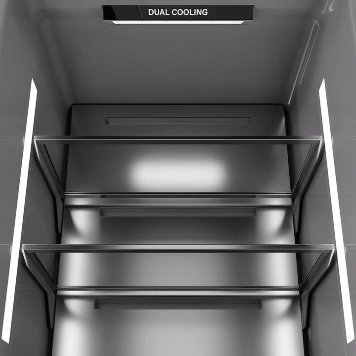 ZLINE Autograph Edition 24-Inch Column Refrigerator in White Matte with Graphite Gray Interior and Champagne Bronze Accents