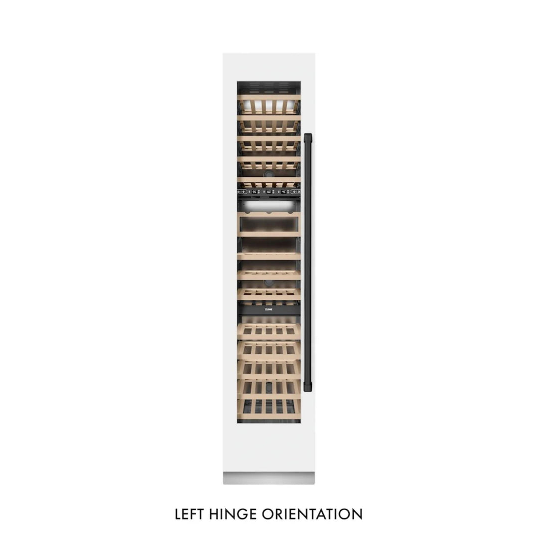ZLINE 18-Inch 9.0 Cu. Ft. Autograph Edition Triple Zone Panel Ready Right Hinge Column Wine Cooler in White Matte with Matte Black Accents