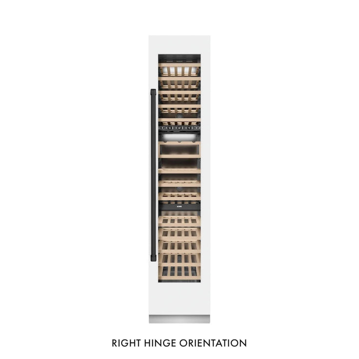 ZLINE Autograph Edition 18-Inch 9.0 Cu. Ft. Triple Zone Panel Ready Right Hinge Column Wine Cooler in White Matte with Matte Black Accents