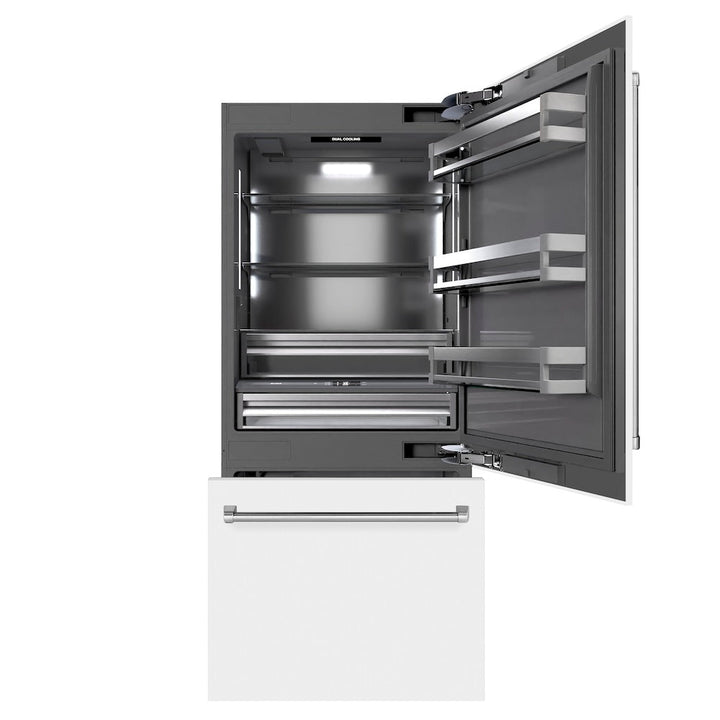 ZLINE 36 in. 19.8 cu. ft. Built-In Bottom Freezer Refrigerator with Water Dispenser and Ice Maker in Stainless Steel with Graphite Gray Interior
