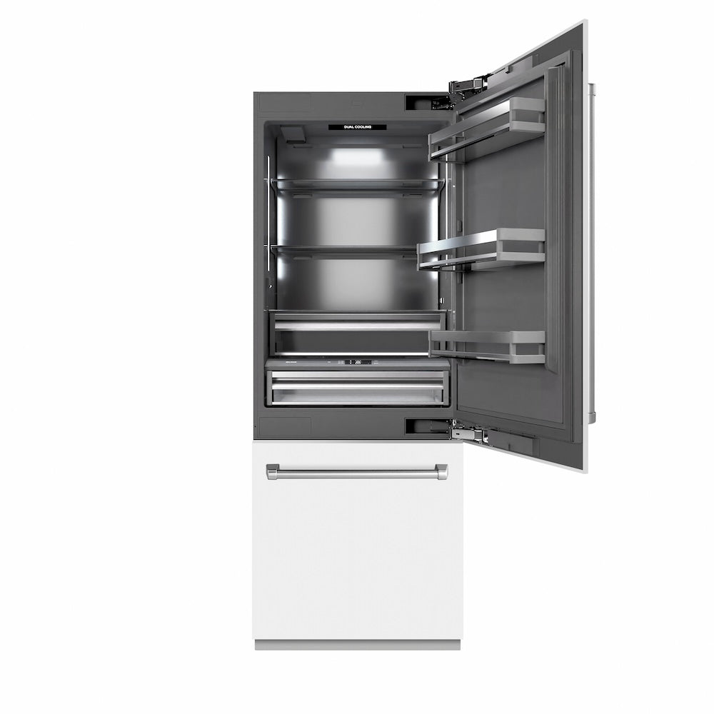ZLINE 30 in. 16.1 cu. ft. Panel Ready Built-In Bottom Freezer Refrigerator with Water Dispenser and Ice Maker with Graphite Gray Interior