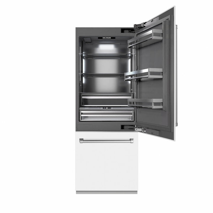 ZLINE 30 in. 16.1 cu. ft. Panel Ready Built-In Bottom Freezer Refrigerator with Water Dispenser and Ice Maker with Graphite Gray Interior