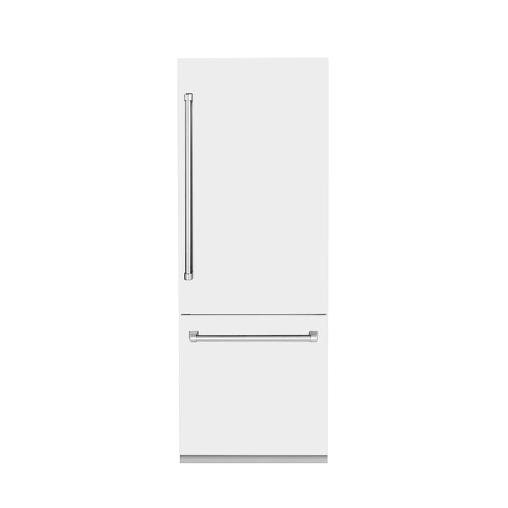 ZLINE 30 In. 16.1 cu. ft. Built-In Refrigerator with Internal Water and Ice Dispenser in White Matte, RBIV-WM-30