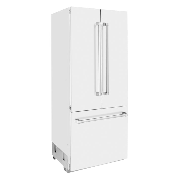 ZLINE 36 In. 19.6 cu. ft. Built-In French Door Refrigerator with Internal Water and Ice Dispenser in White Matte, RBIV-WM-36