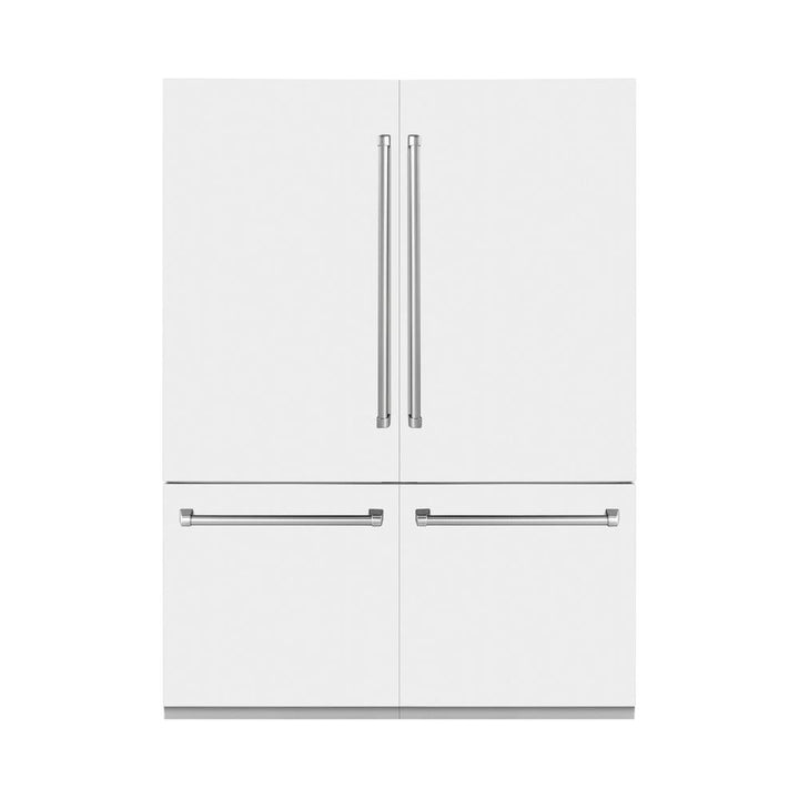 ZLINE 60 in. 32.2 cu. ft. French Door Built-In Bottom Freezer Refrigerator with Water Dispensers and Ice Makers in White Matte (RBIV-WM-60)