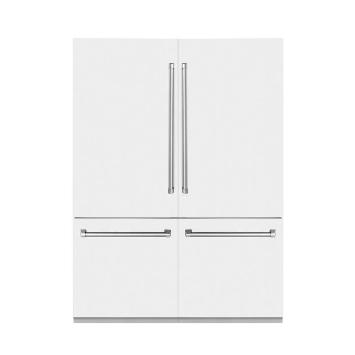 ZLINE 60 in. 32.2 cu. ft. French Door Built-In Bottom Freezer Refrigerator with Water Dispensers and Ice Makers in White Matte (RBIV-WM-60)