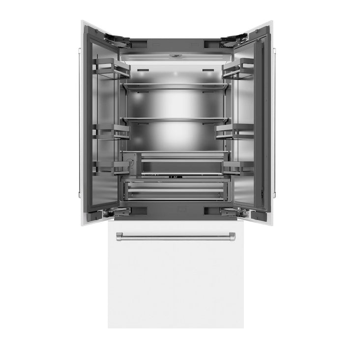 ZLINE 36 in. 19.6 cu. ft. French Door Built-In Bottom Freezer Refrigerator with Water Dispenser and Ice Maker in Stainless Steel with Stainless Steel Interior