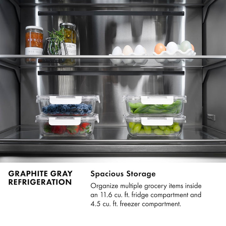 ZLINE 30 in. 16.1 cu. ft. Panel Ready Built-In Bottom Freezer Refrigerator with Water Dispenser and Ice Maker with Graphite Gray Interior, Open Box-Excellent Condition