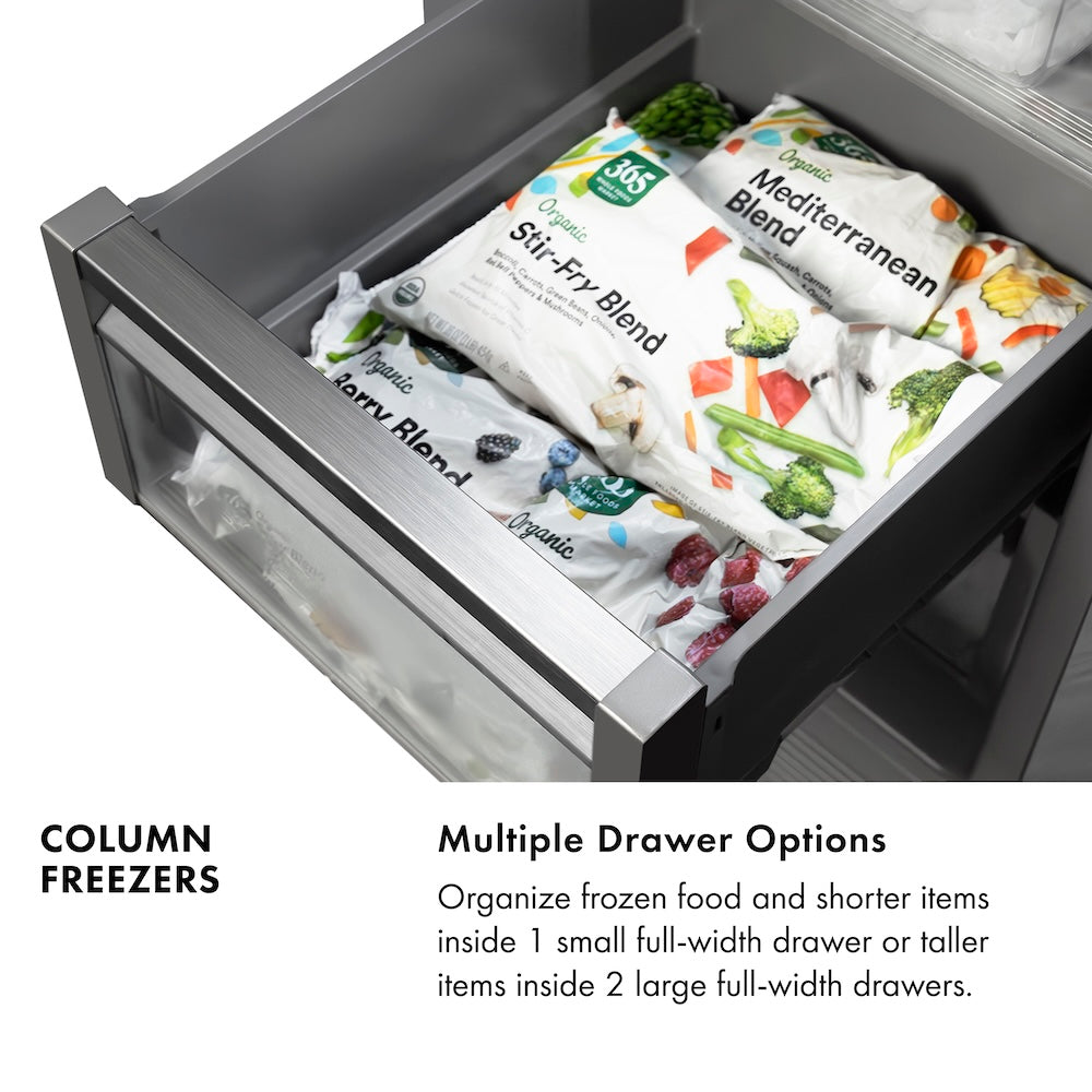 ZLINE 18 in. 8.6 cu. ft. Panel Ready Right Hinge Column Freezer with Graphite Gray Interior, Open Box-Excellent Condition