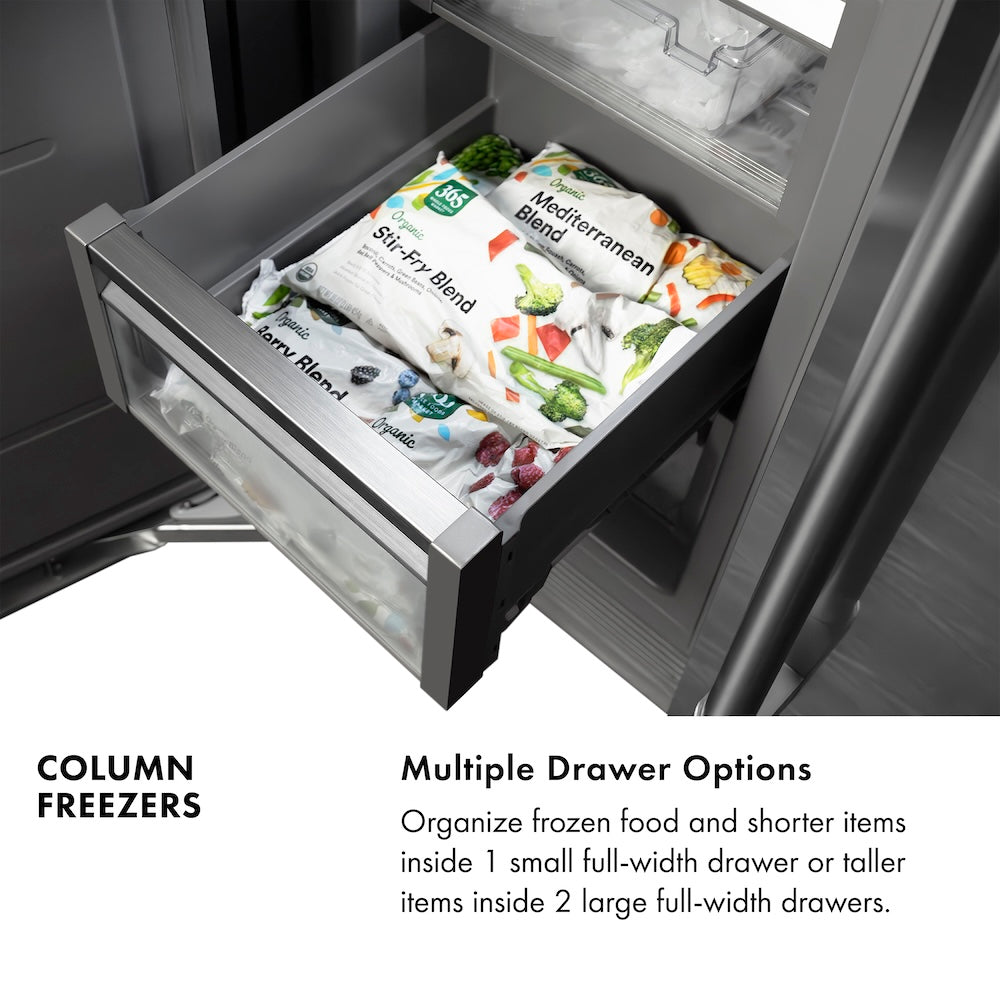 ZLINE 18 in. 8.6 cu. ft. Panel Ready Left Hinge Column Freezer with Graphite Gray Interior, Open Box-Excellent Condition
