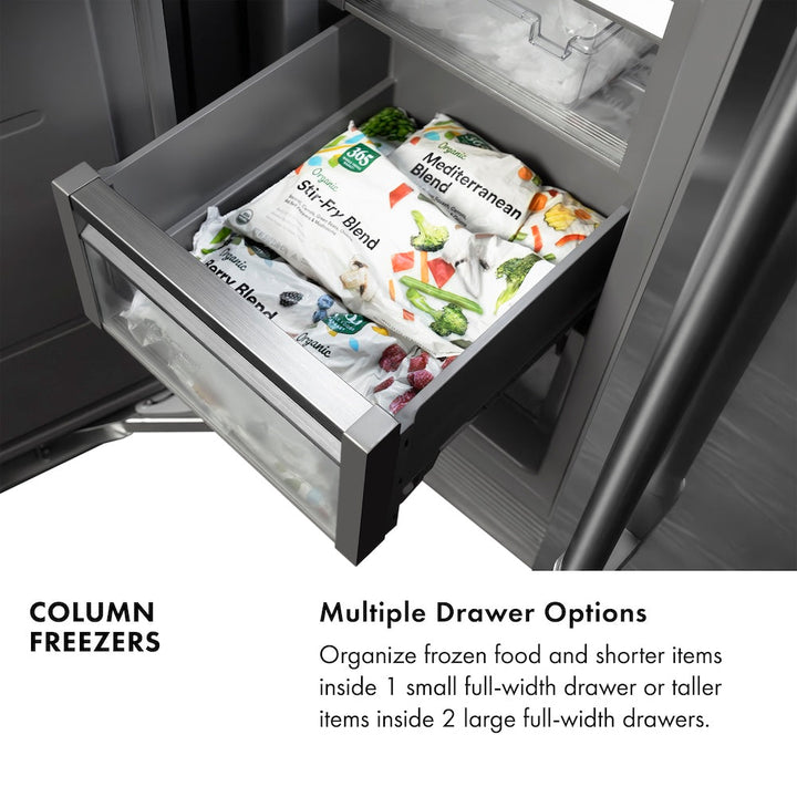 ZLINE 18 in. 8.6 cu. ft. Panel Ready Left Hinge Column Freezer with Graphite Gray Interior, Open Box-Excellent Condition