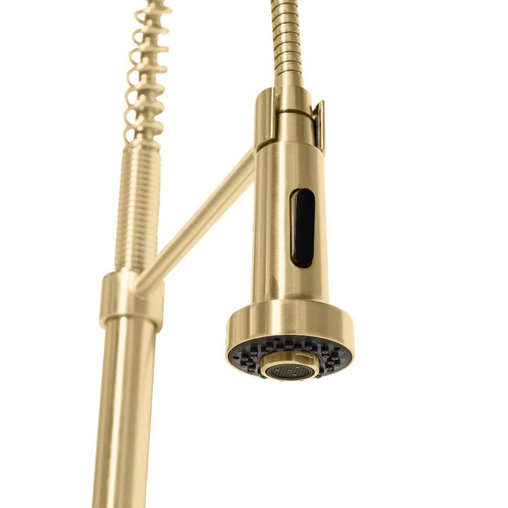 ZLINE Autograph Edition Apollo Pull Down Spring Single Handle Kitchen Faucet in Champagne Bronze (APL-KF-CB)