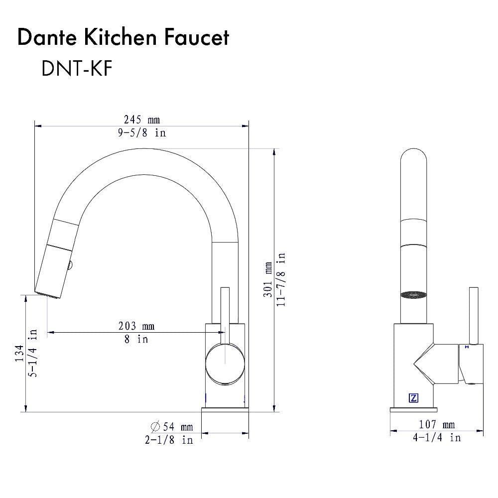 ZLINE Autograph Edition Dante Pull Down Single Handle Kitchen Faucet in Champagne Bronze (DNT-KF-CB)