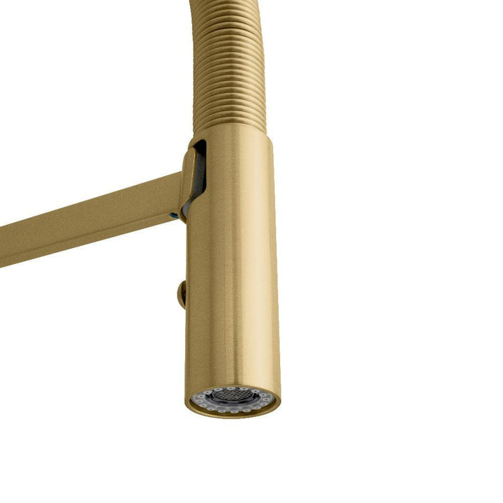 ZLINE Autograph Edition Incline Pull Down Single Handle Kitchen Faucet in Champagne Bronze (INC-KF-CB)