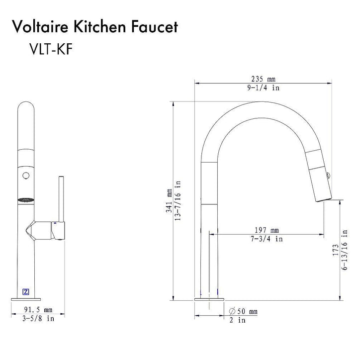 ZLINE Autograph Edition Voltaire Pull Down Single Handle Kitchen Faucet in Champagne Bronze (VLT-KF-CB)