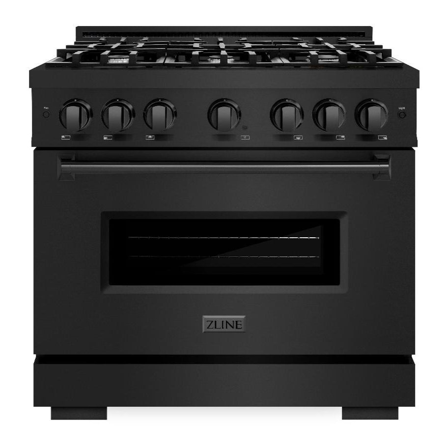 ZLINE 36" 5.2 cu. ft. Classic Dual Fuel Range with 6 Burners in Black Stainless Steel, CDRB-36