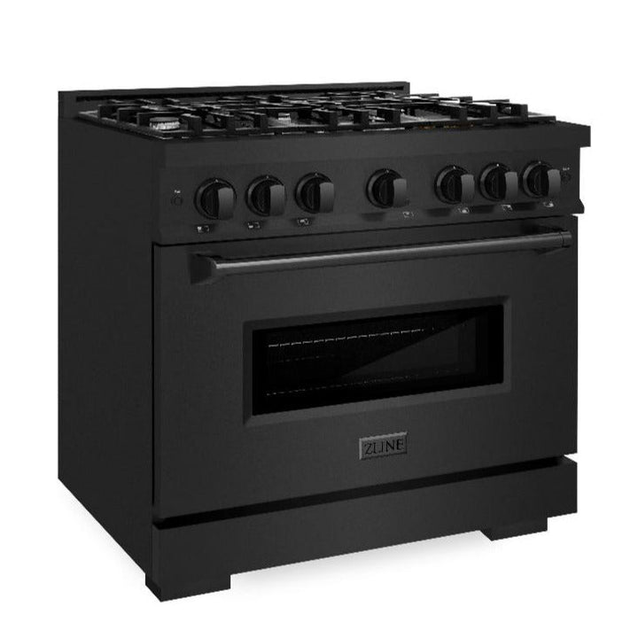 ZLINE 36" 5.2 cu. ft. Classic Dual Fuel Range with 6 Burners in Black Stainless Steel, CDRB-36