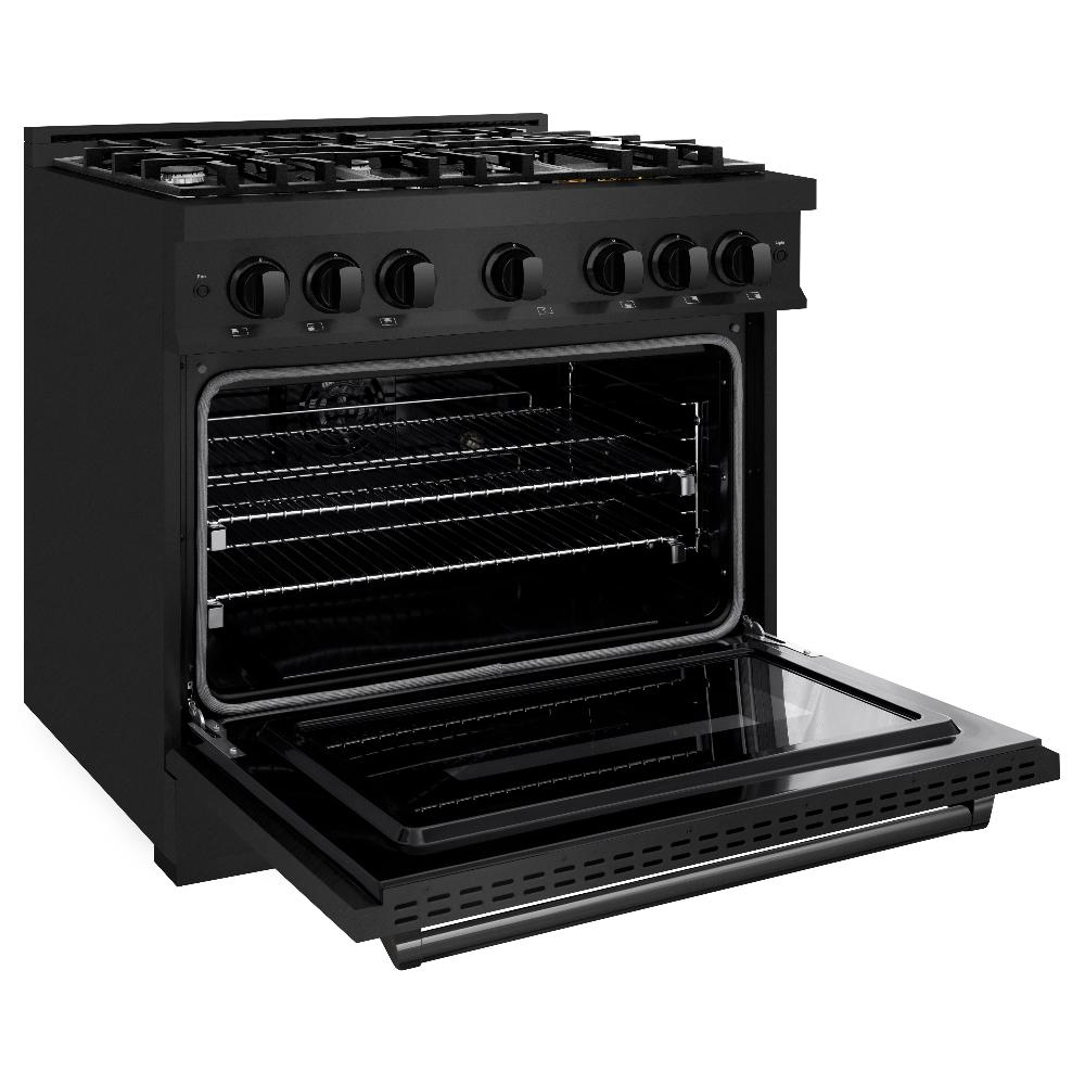 ZLINE 36" 5.2 cu. ft. Classic Dual Fuel Range with 6 Burners in Black Stainless Steel, CDRB-36