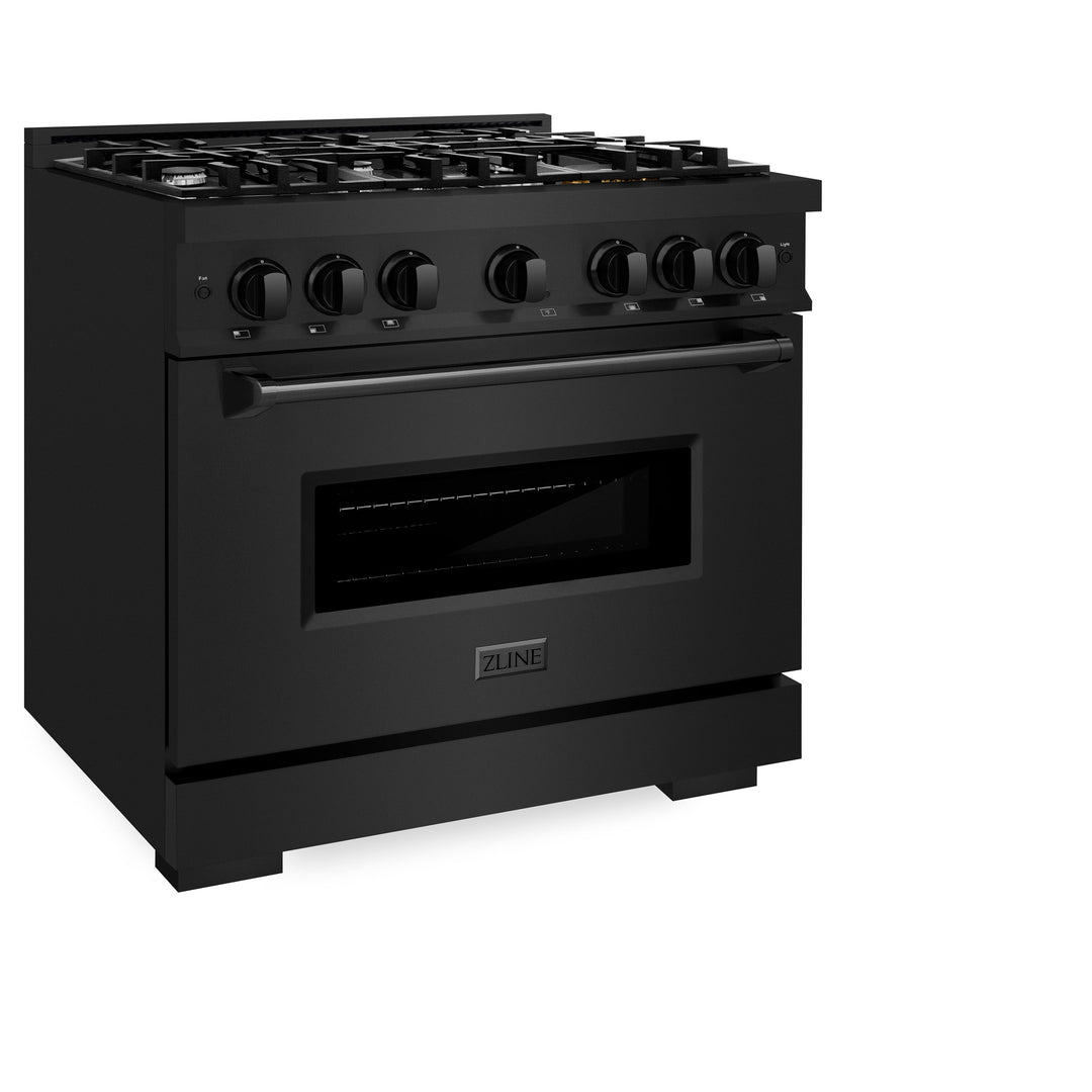 ZLINE 36 in. 5.2 cu. ft. Classic Dual Fuel Range with 6 Burner Gas Cooktop and Electric Convection Oven in Black Stainless Steel, Open Box-Excellent Condition