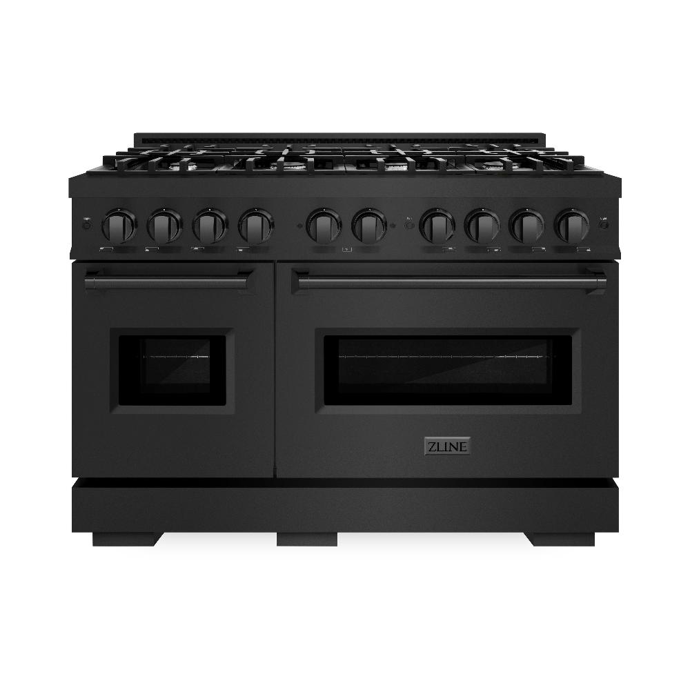 ZLINE 48" 6.7 cu. ft. Classic Double Oven Dual Fuel Range with 8 Burners in Black Stainless Steel, CDRB-48