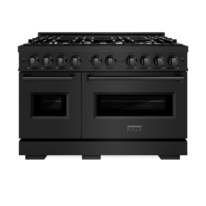 ZLINE 48 in. 6.7 cu. ft. Classic Double Oven Dual Fuel Range with 8 Burner Gas Cooktop in Black Stainless Steel, Open Box-Excellent Condition