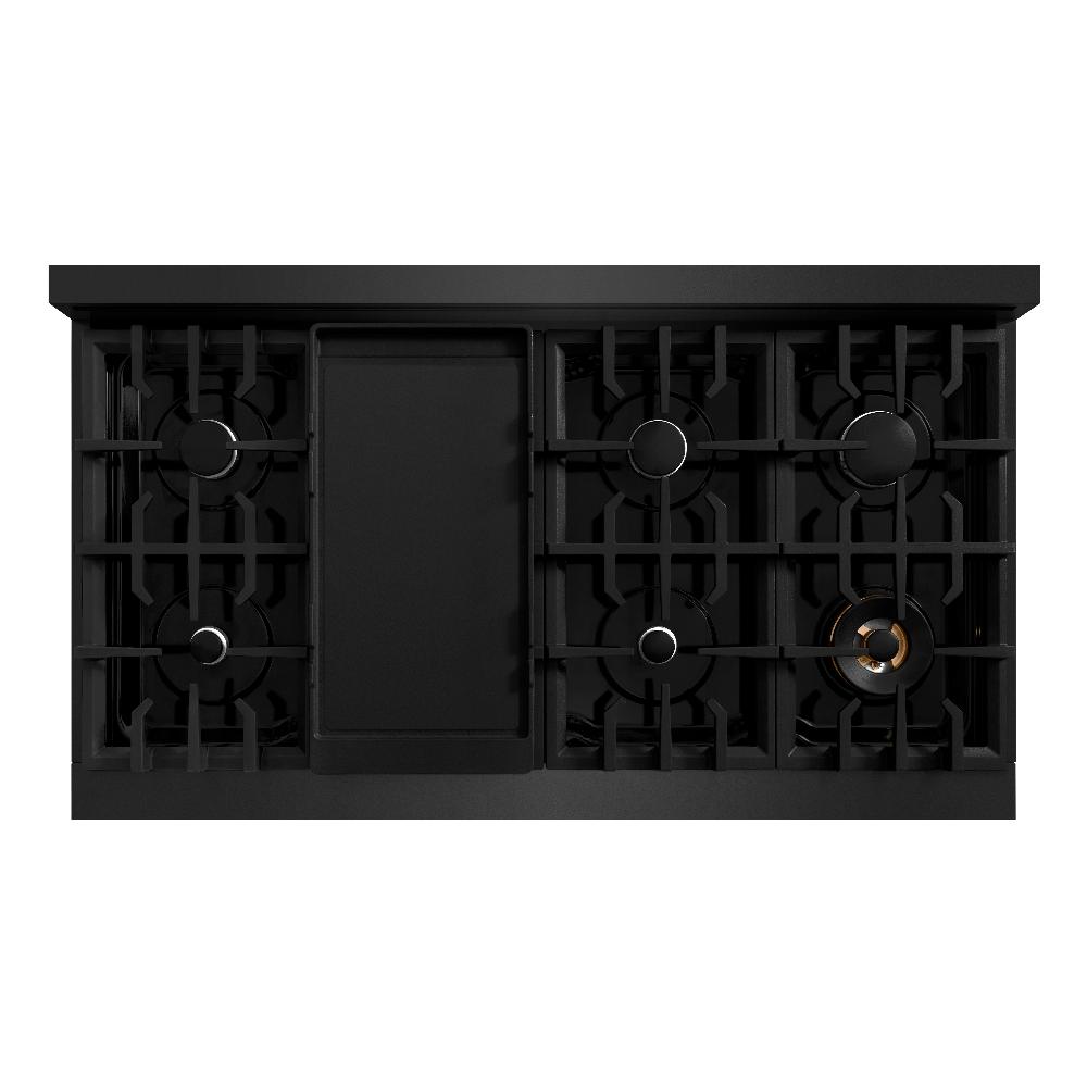 ZLINE 48" 6.7 cu. ft. Classic Double Oven Dual Fuel Range with 8 Burners in Black Stainless Steel, CDRB-48